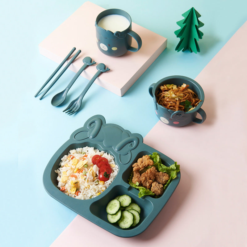 Set Vaisselle Bébé Dinosaure – Kit Complet en Fibre de Blé et PP Sûr et Léger