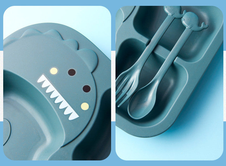 Set Vaisselle Bébé Dinosaure – Kit Complet en Fibre de Blé et PP Sûr et Léger