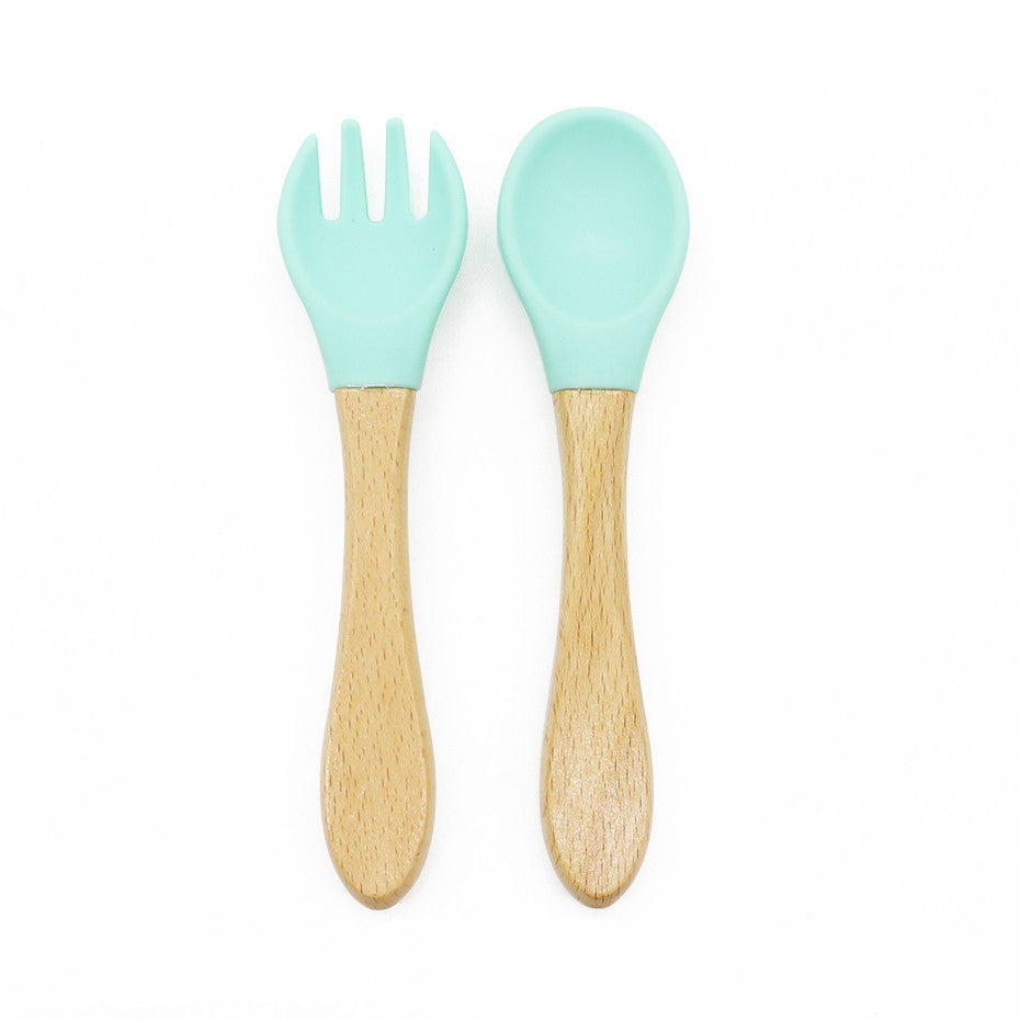 Set Cuillère et Fourchette Bébé en Silicone – Couverts d’Apprentissage Anti-Chute et Faciles à Nettoyer