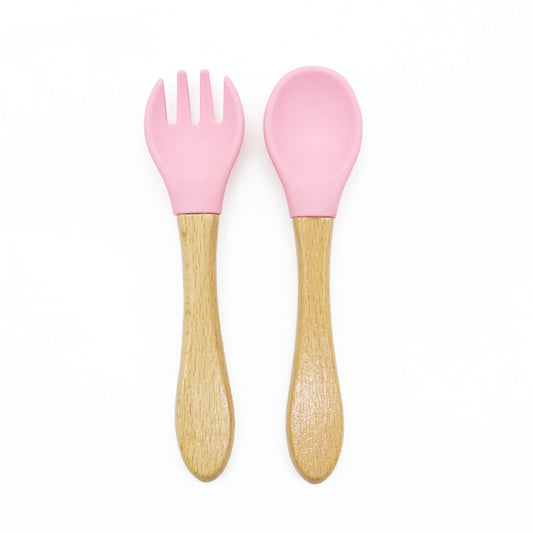 Set Cuillère et Fourchette Bébé en Silicone – Couverts d’Apprentissage Anti-Chute et Faciles à Nettoyer